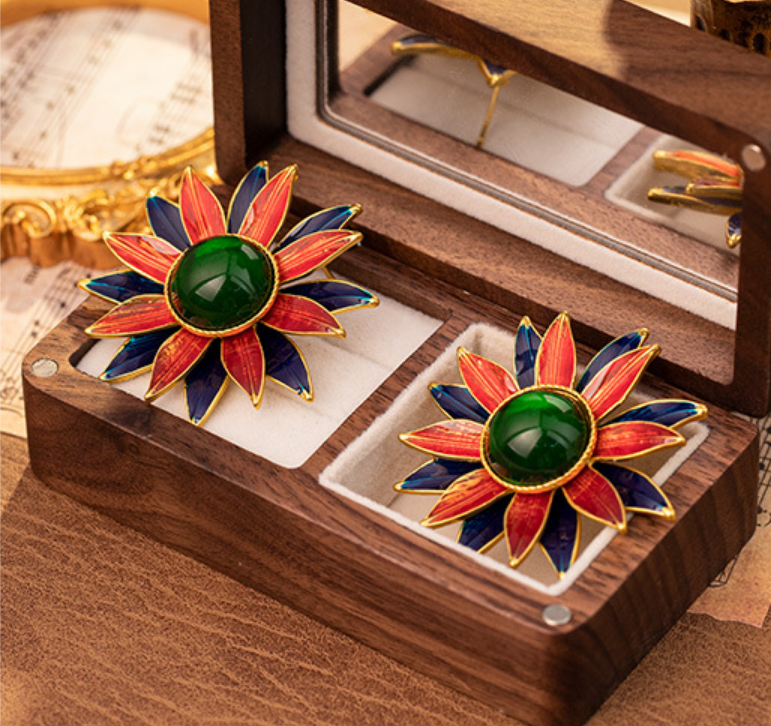 earrings Alloy Multicolor Flower High Luxury Medieval Style Earrings Palace Wholesale is available starting from 3 pieces.