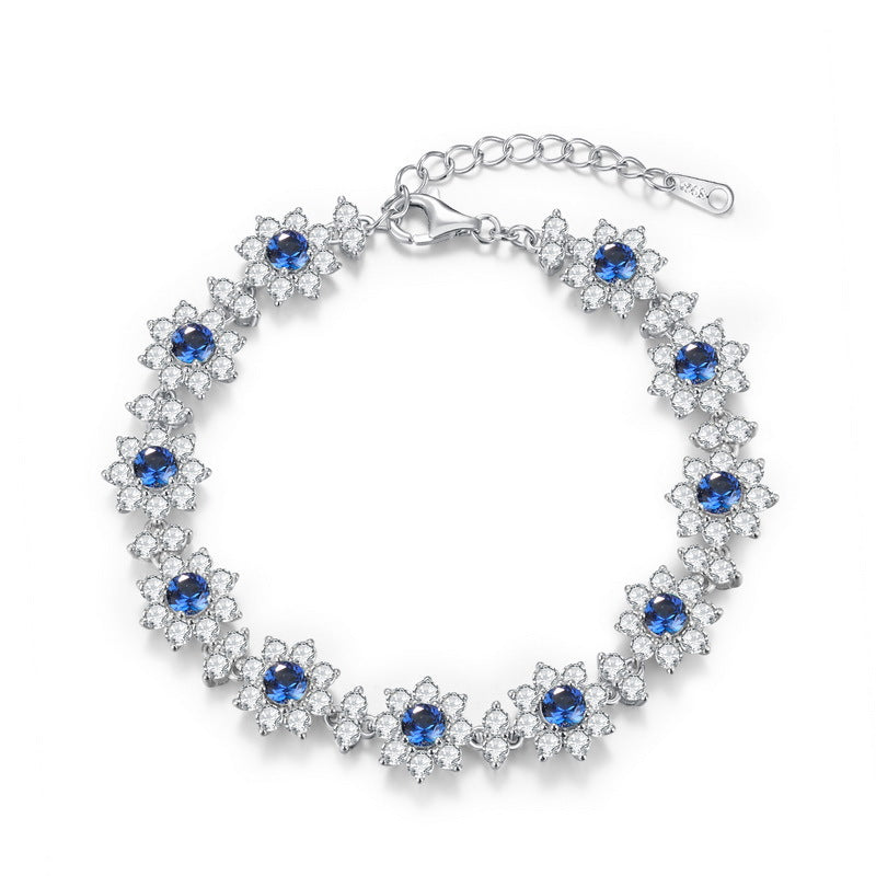 S925 pure silver full diamond cultivated emerald versatile women's bracelet trendy and versatile