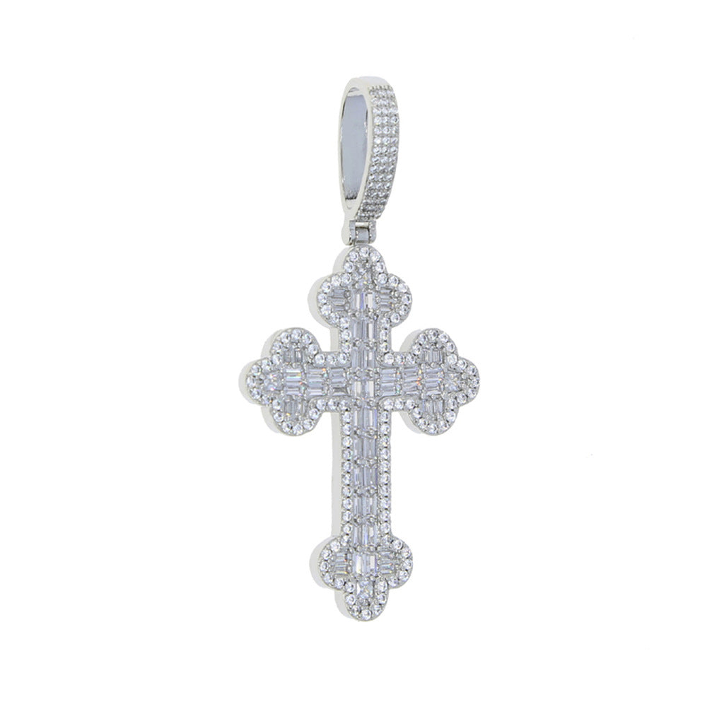 Hip Hop Cloud Cross Diamond Pendant, European and American Hip Hop Necklace, Trendy Pendant