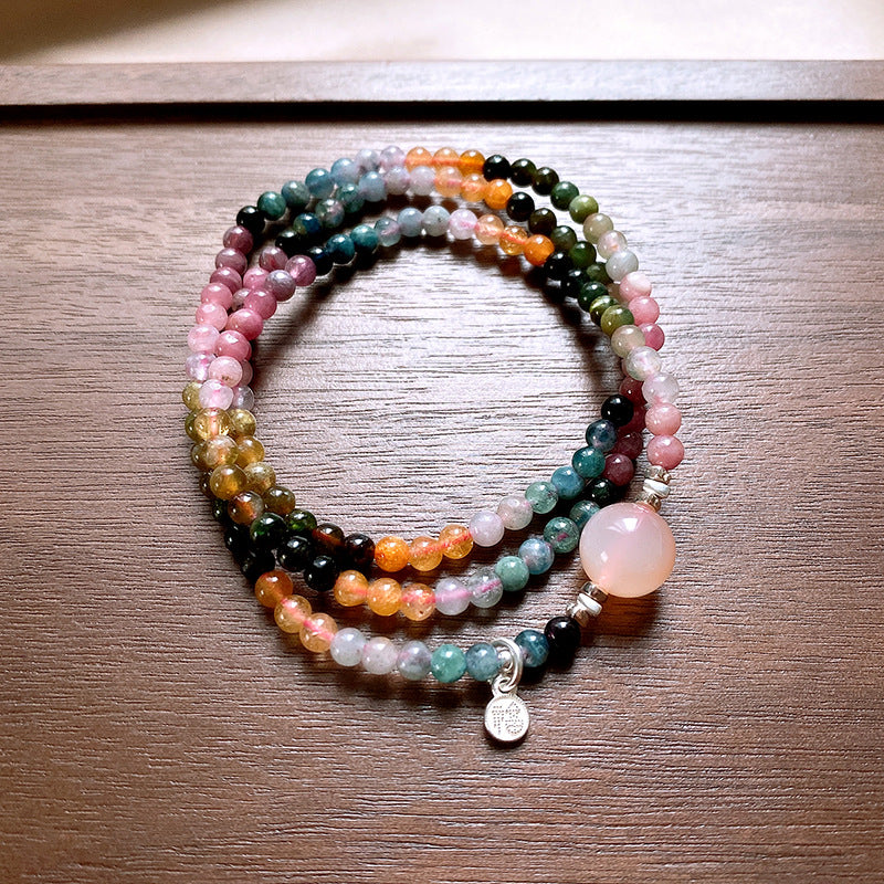 Bracelet Hetian Jade Lotus Garnet Bearwax Bear Elastic Bracelet