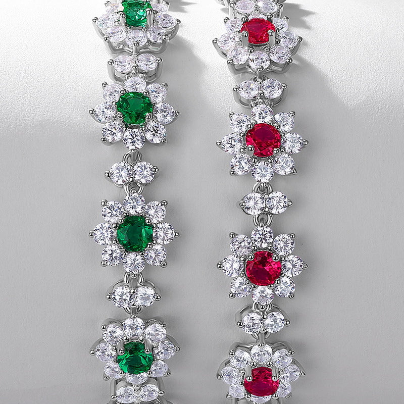 S925 pure silver full diamond cultivated emerald versatile women's bracelet trendy and versatile