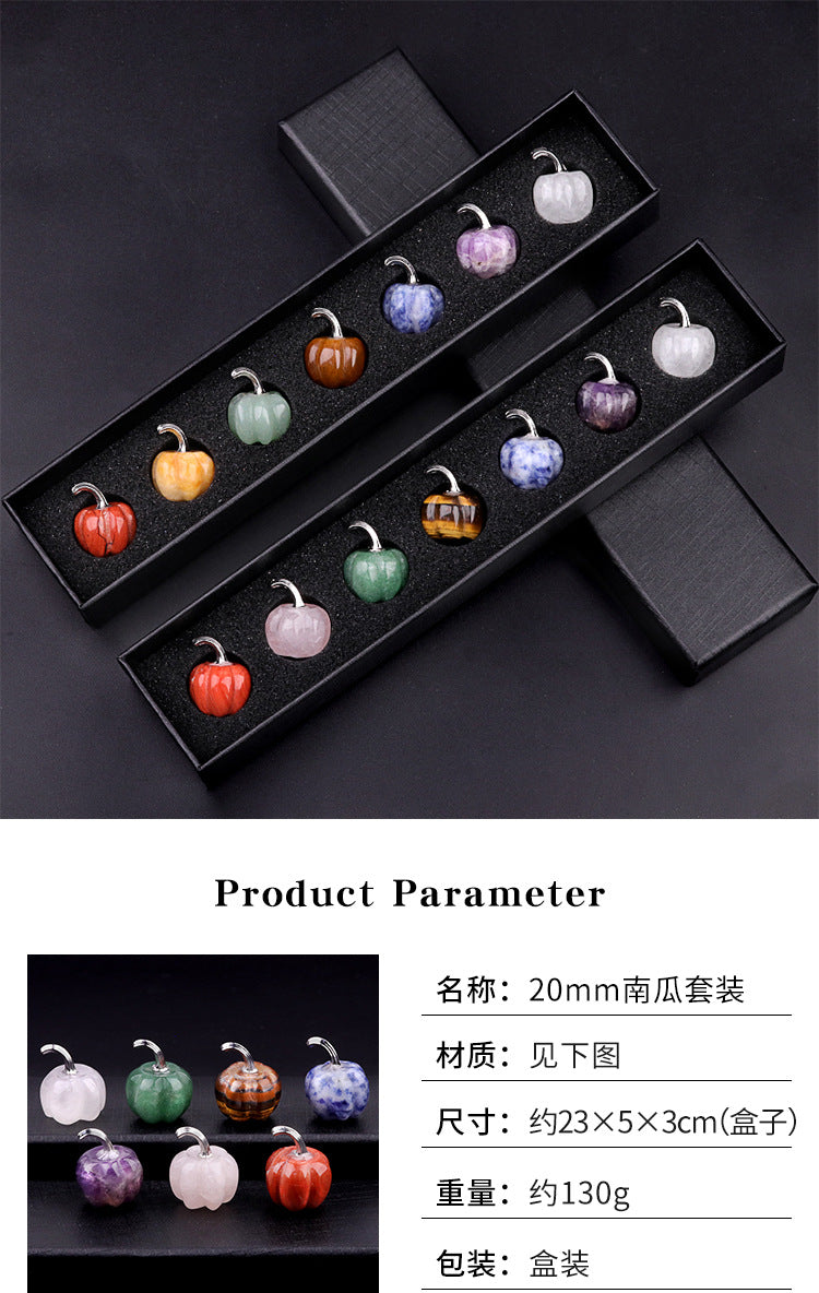 7-pack 30mm mini pumpkin half gemstone head, grateful for Halloween creative decoration