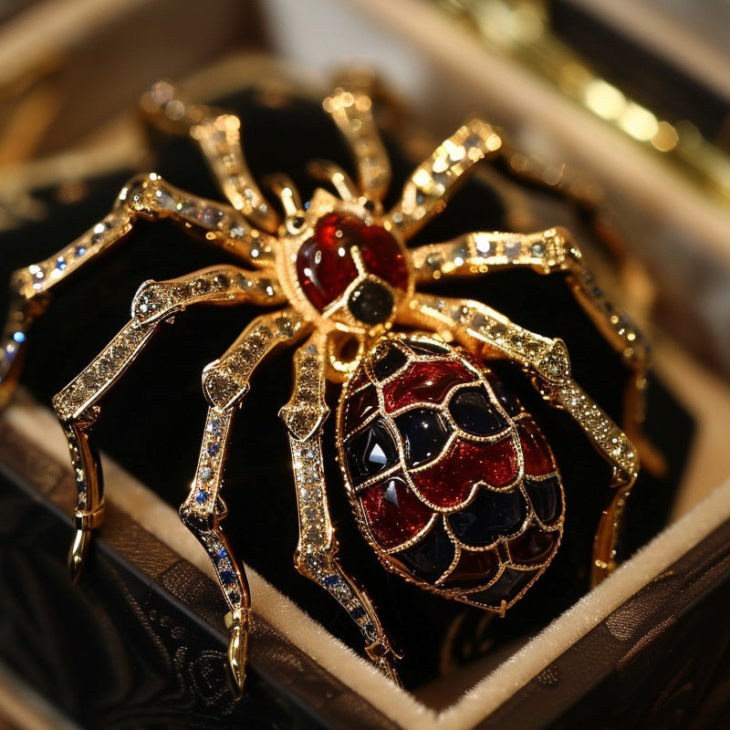 Lingxin Jewelry Creative New Copper Zircon Spider Brooch Bag Pendant Accessories Chest Flower Customization