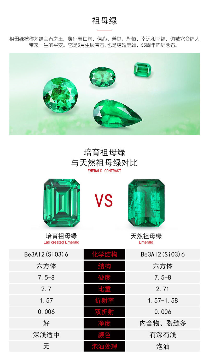 Fan shaped inlaid cultivated emerald ring S925 silver inlaid cultivated colorful treasure opening ring European and American exaggerated