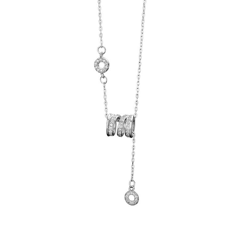 S999 silver studded diamond necklace, new high-end pendant, sweater chain, silver necklace
