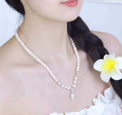 Natural freshwater pearl S925 silver necklace does not fade, new Chinese style light luxury high-end decorative accessory