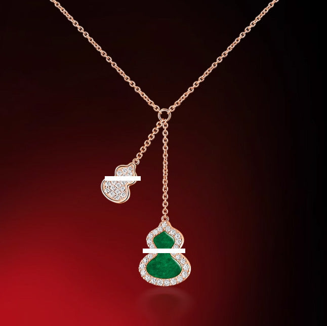 New Hulu Necklace Women's Red Agate White Beimu 925 Silver Ferry 18k Rose Gold Diamond Pendant Flat Ankle chain