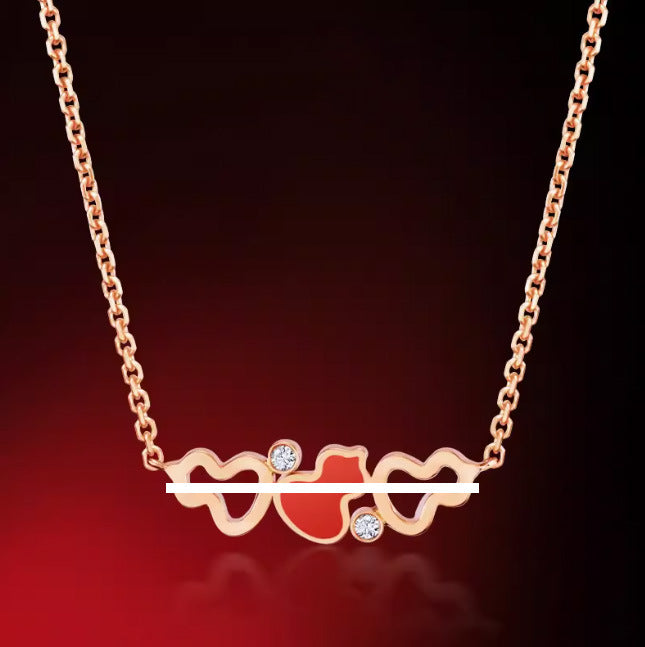 New Hulu Necklace Women's Red Agate White Beimu 925 Silver Ferry 18k Rose Gold Diamond Pendant Flat Ankle chain