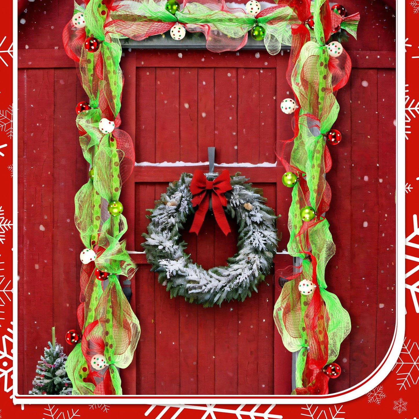 Amazon popular mesh rattan 274CM gold red green ribbon bead string Christmas decoration Christmas rattan