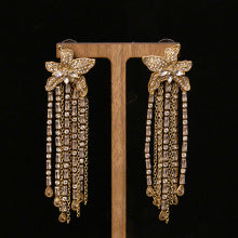 European and American exaggerated full diamond flower earrings, mid-century light luxury, vintage earrings, crystal star tassel earrings