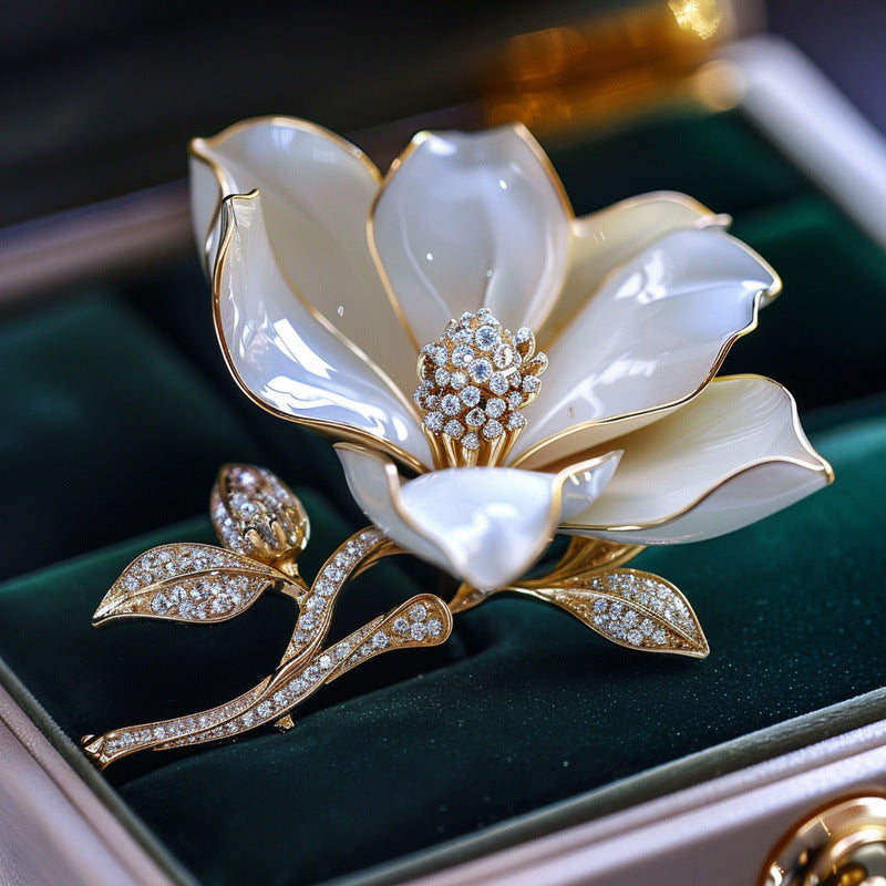 Jade orchid brooch cultural and creative gift chest flower