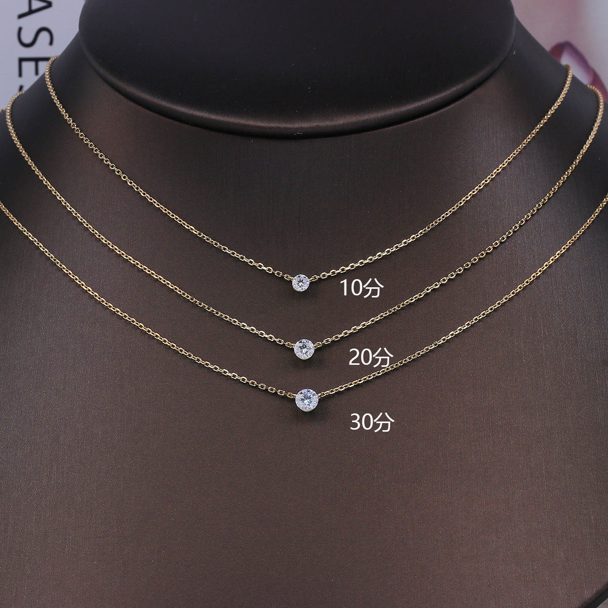 Agete simple round claw free diamond necklace 925 sterling silver gold-plated 10/20/30 layered collarbone chain