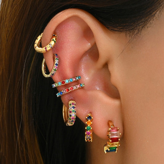 2024 New Copper Plated Earrings with Color Diamond Charm Earrings and Earrings