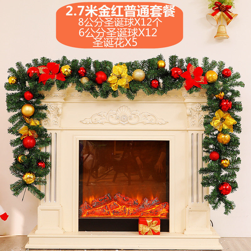 Christmas Vine 2.7-meter encrypted luminous flower wreath Vine Door Vine Column Christmas Tree Ceiling Outdoor Green Decoration