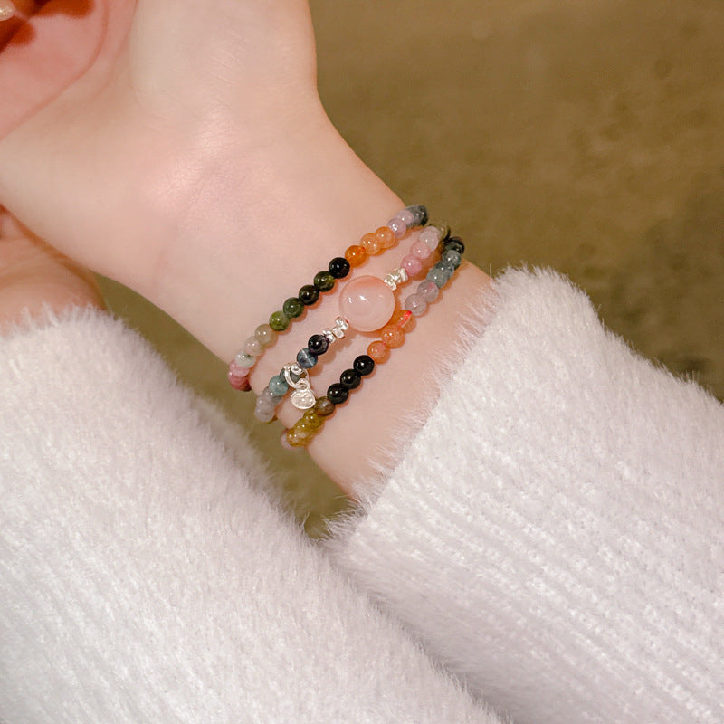 Bracelet Hetian Jade Lotus Garnet Bearwax Bear Elastic Bracelet