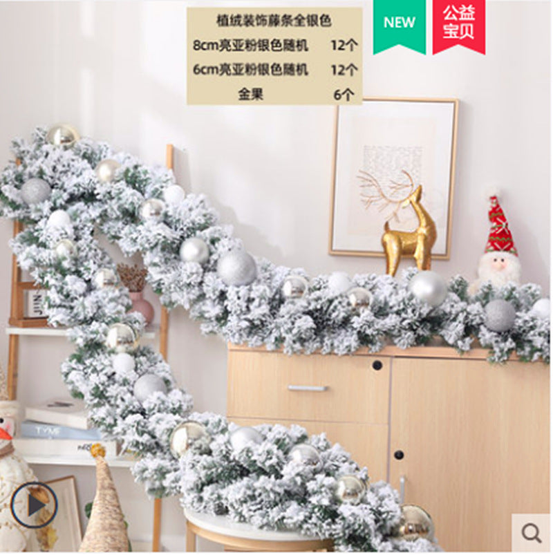 Christmas Vine 2.7-meter encrypted luminous flower wreath Vine Door Vine Column Christmas Tree Ceiling Outdoor Green Decoration