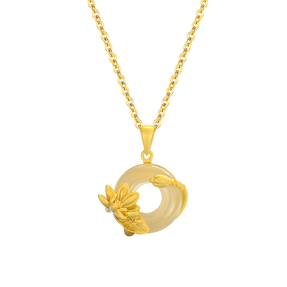 S925 sterling silver twelve flower god necklace, white jade marrow safety buckle pendant, versatile collarbone chain要