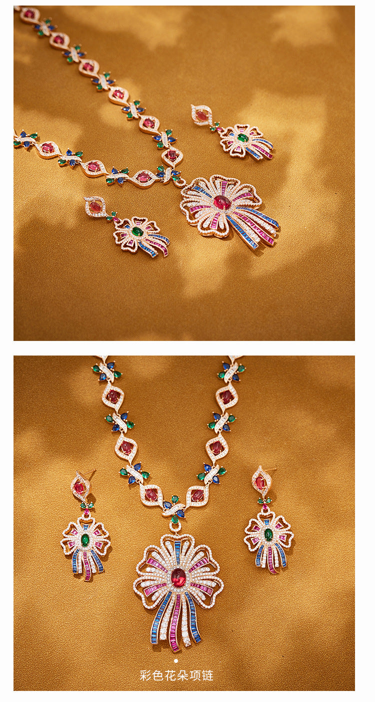 New Colored Ribbon Dress Earrings with Gold Plated Bohemian Pink Texture Earrings