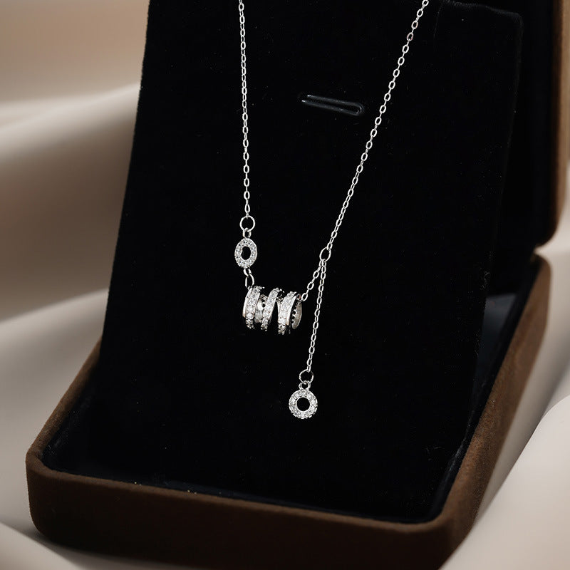 S999 silver studded diamond necklace, new high-end pendant, sweater chain, silver necklace
