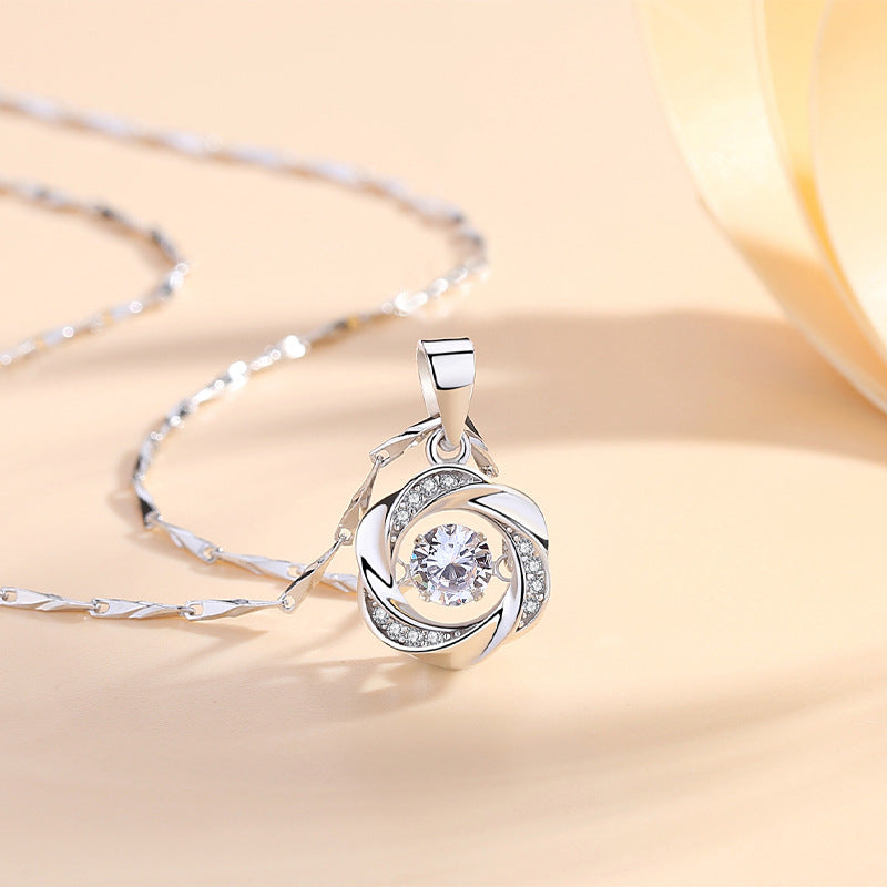 S999 pure silver heart-shaped collarbone necklace Korean version simple ins niche light luxury internet famous pendant