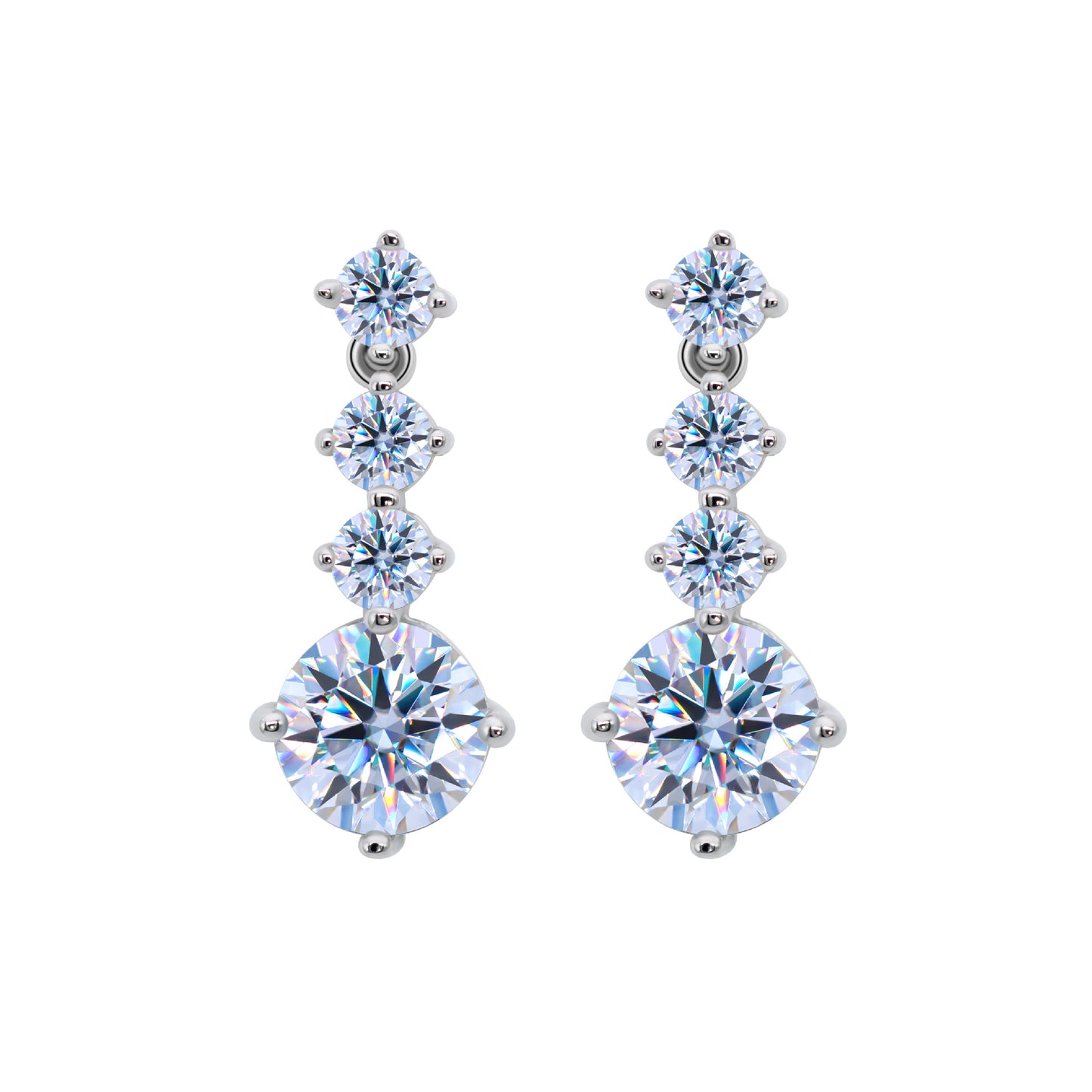 Moissanite earrings silver needle temperament heavy industry long S925 pure silver pulsating heart round summer style.
