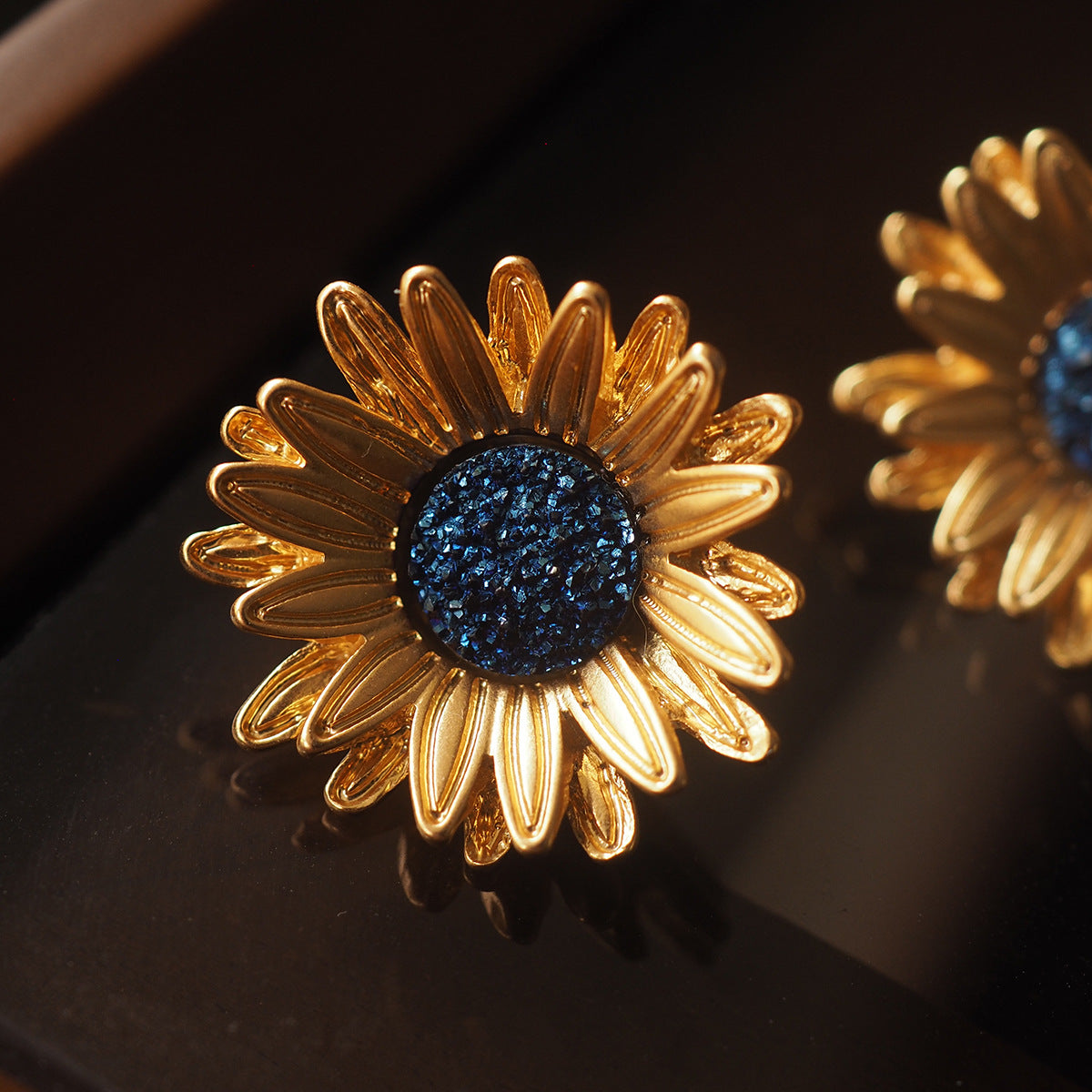 Sunflower French Earrings Earclip No Ear Hole Qingdao Vintage Jewelry Flower New Chinese Style