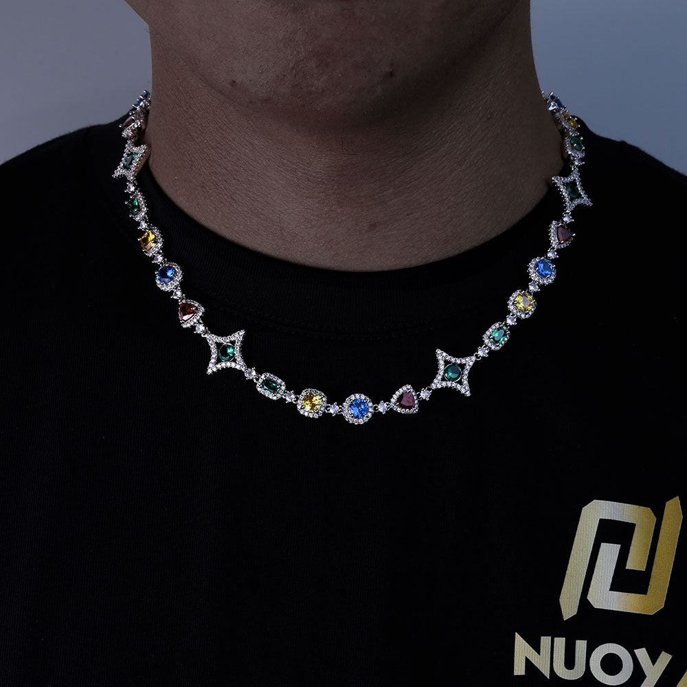 Popular hip-hop colorful gem necklace for women jewelry collarbone chain