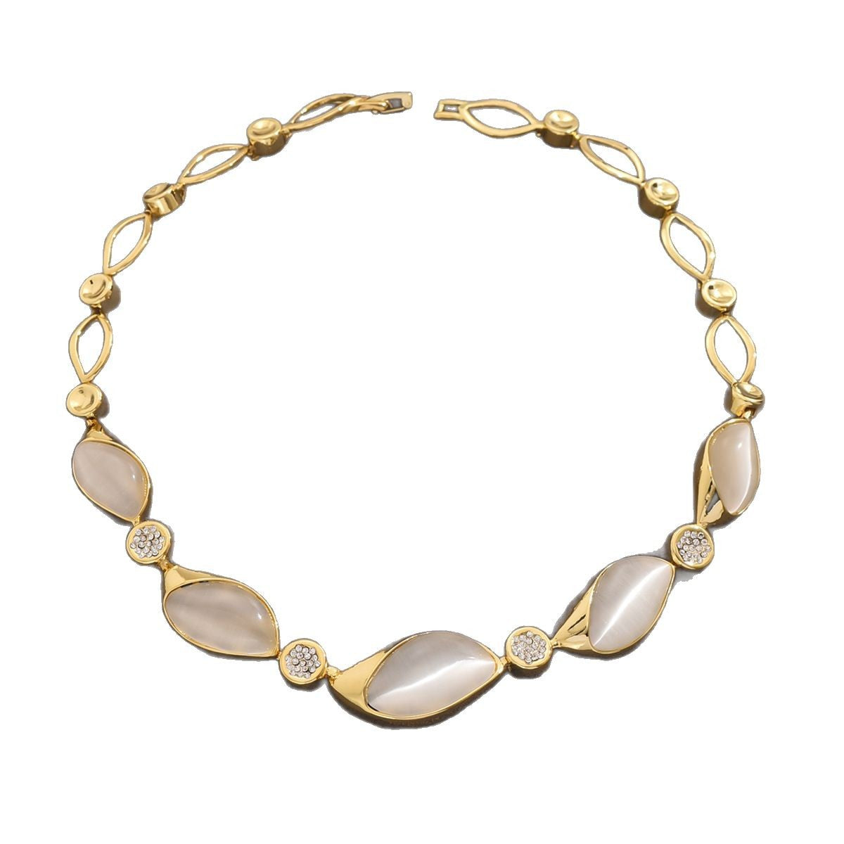 SHEIN TEMU European and American style fashion retro chain splicing moonstone fashion bracelet for women