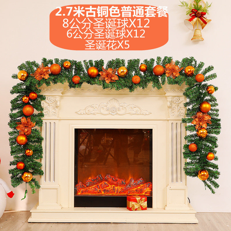 Christmas Vine 2.7-meter encrypted luminous flower wreath Vine Door Vine Column Christmas Tree Ceiling Outdoor Green Decoration
