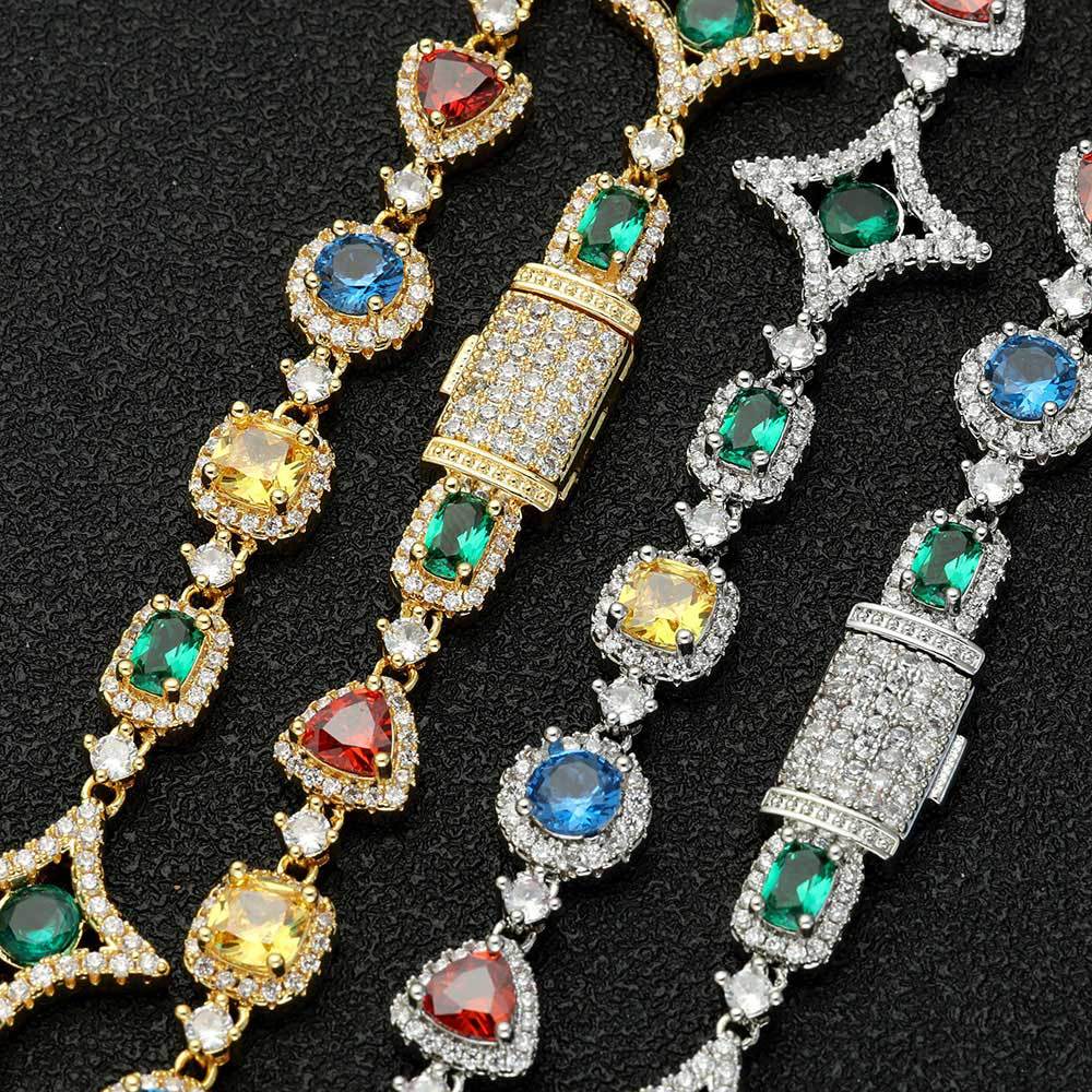 Popular hip-hop colorful gem necklace for women jewelry collarbone chain