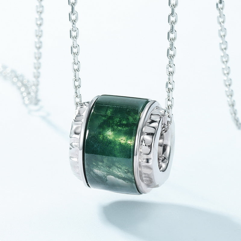 Green moss necklace ins minimalist S925 pure silver gold-plated necklace fashionable accessory