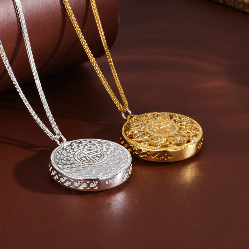S925 sterling silver # retro eight treasure compass necklace # women's necklace # sweater chain