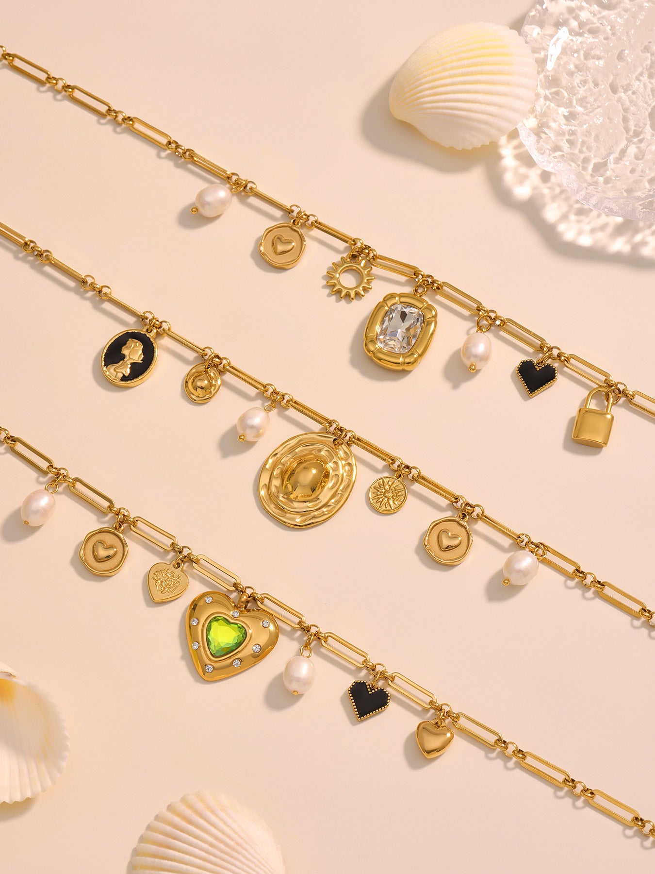 Love Block Zircon DIY Multi accessory Necklace Fashion Personality Freshwater Pearl 18k Real Gold Jewelry