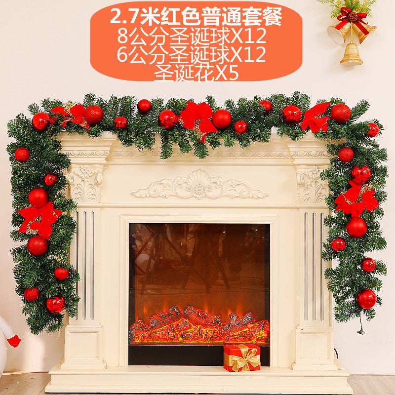 Christmas Vine 2.7-meter encrypted luminous flower wreath Vine Door Vine Column Christmas Tree Ceiling Outdoor Green Decoration