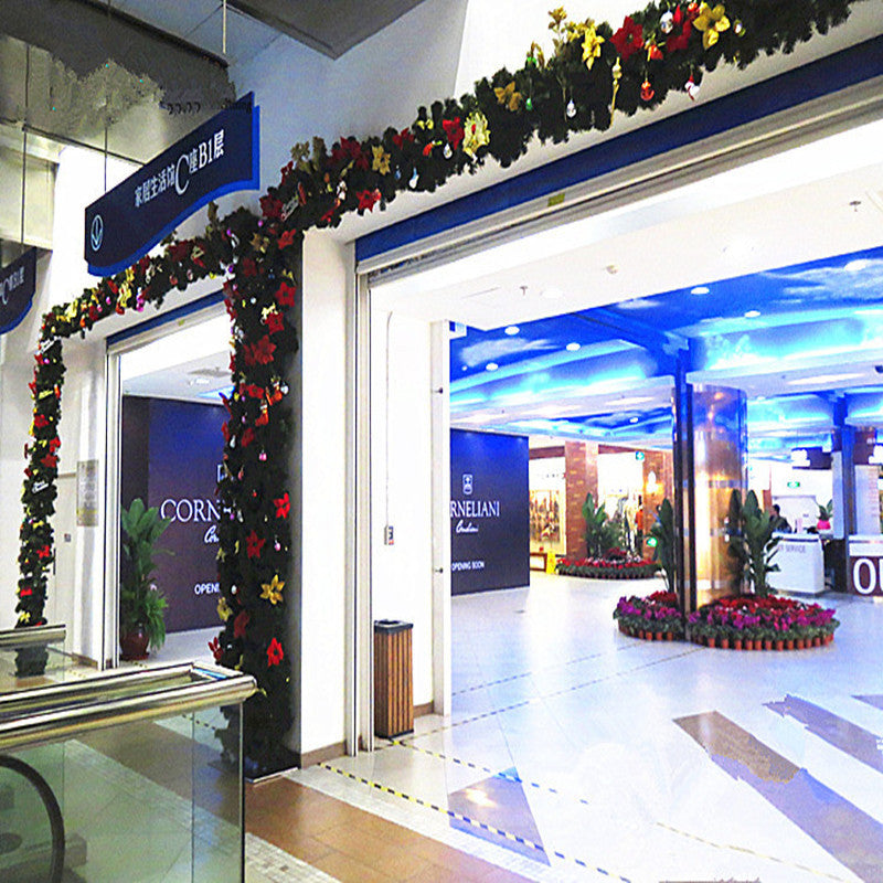 Christmas Vine 2.7-meter encrypted luminous flower wreath Vine Door Vine Column Christmas Tree Ceiling Outdoor Green Decoration