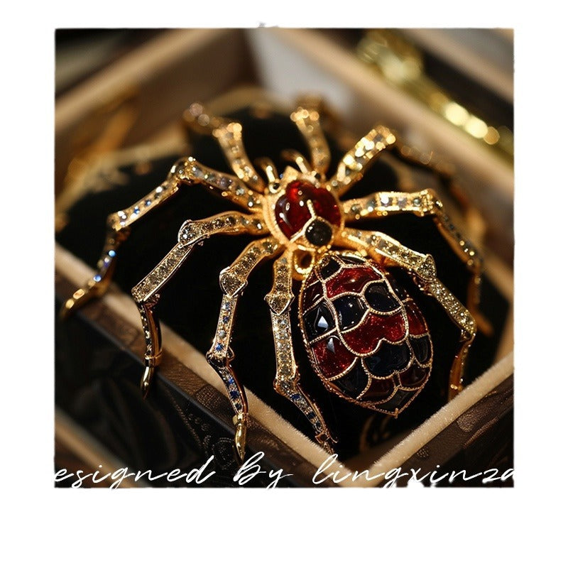 Lingxin Jewelry Creative New Copper Zircon Spider Brooch Bag Pendant Accessories Chest Flower Customization