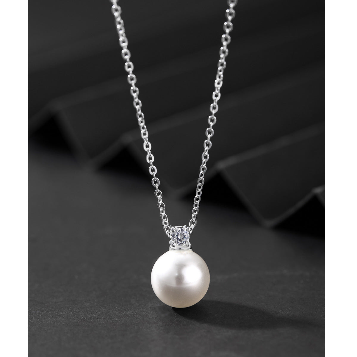S999 Shijia pearl necklace niche design necklace single pearl collarbone chain silver chain jewelry
