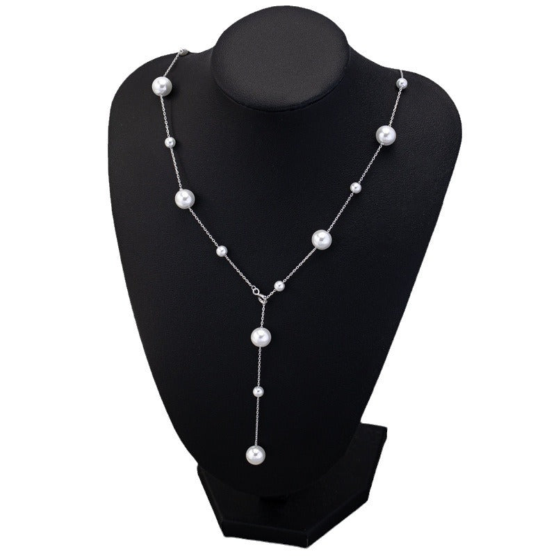 925 silver starry sky pearl necklace sweater chain versatile temperament light luxury collarbone chain
