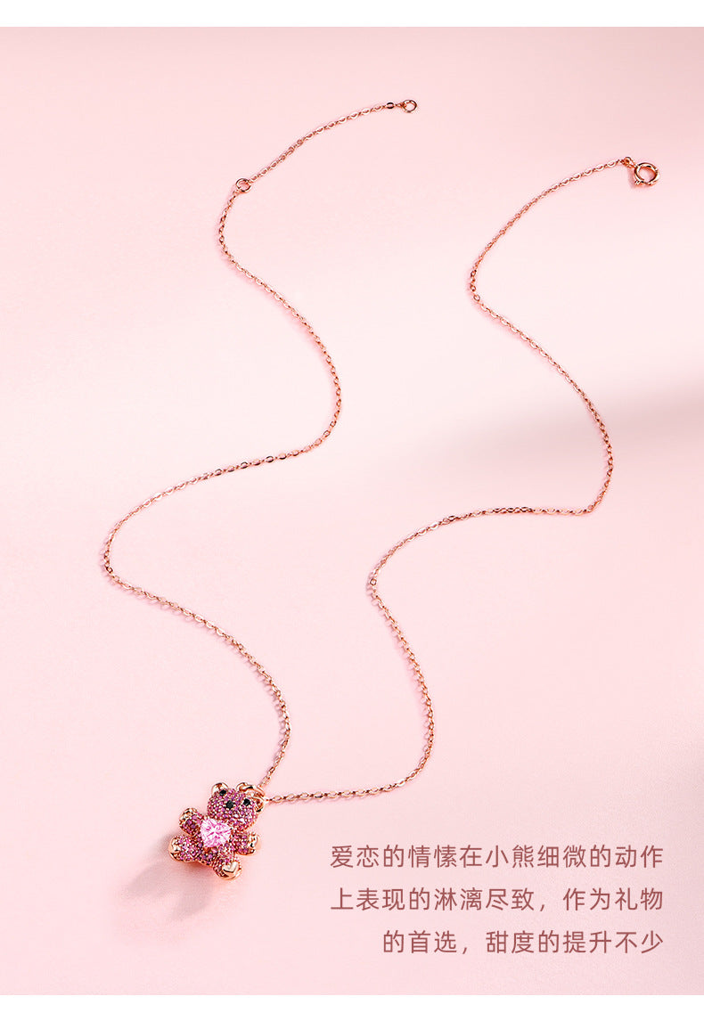 necklace Bear necklace s925 silver collarbone chain with constant temperature and color change