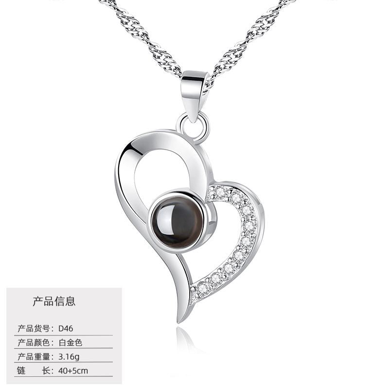 S925 Silver Love Projection Necklace Memory Necklace for Women