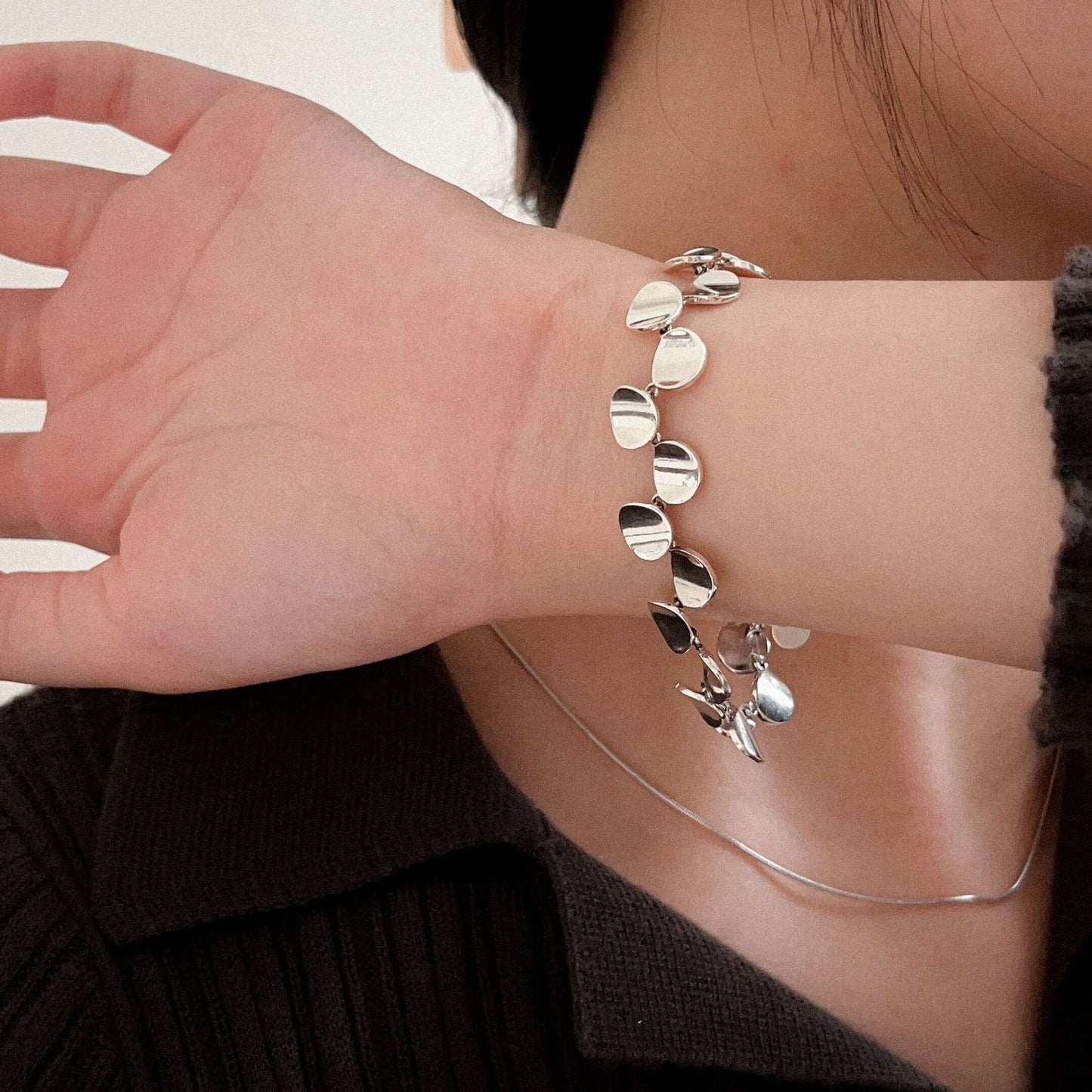 Yinruitai s925 pure silver bracelet, Korean version, minimalist style