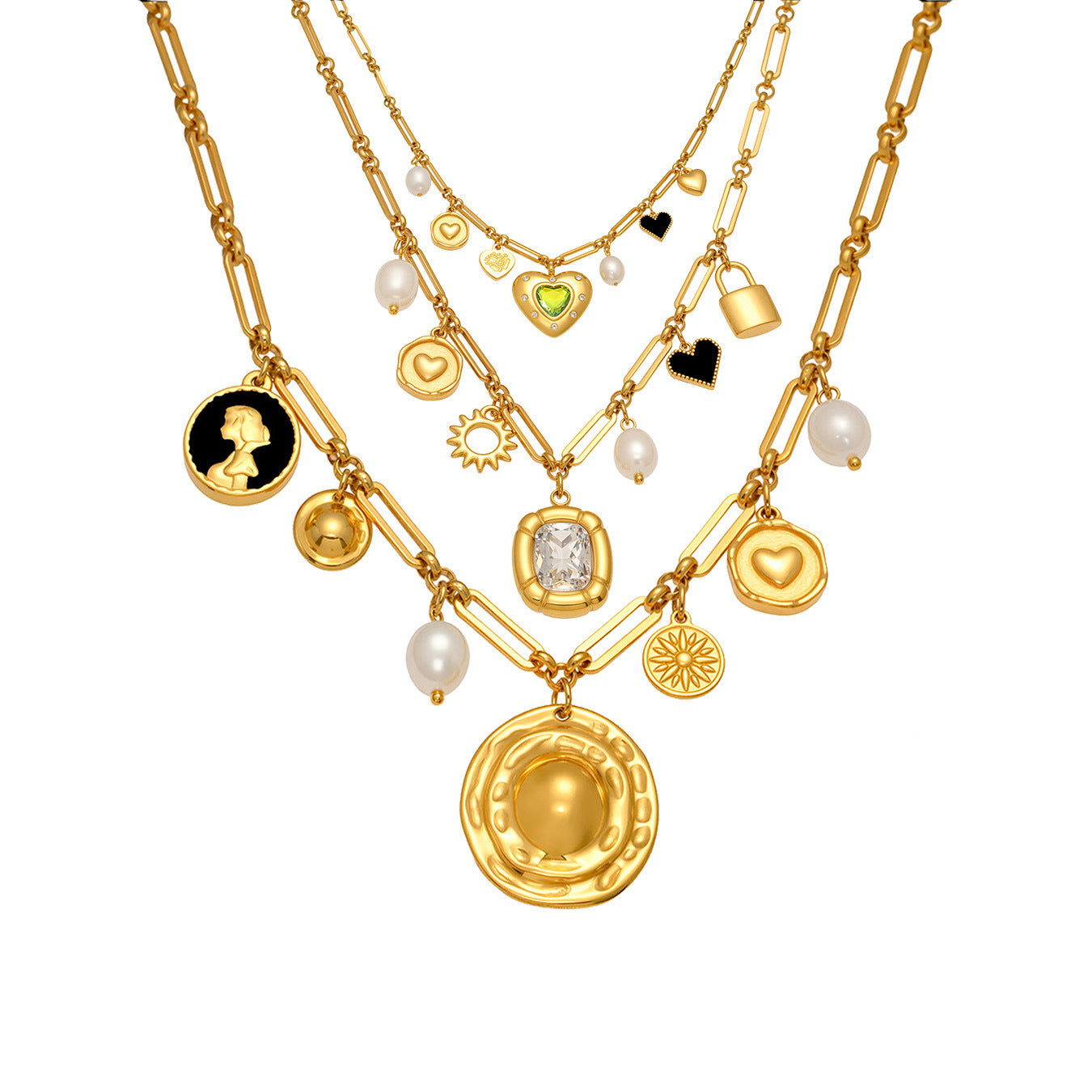 Love Block Zircon DIY Multi accessory Necklace Fashion Personality Freshwater Pearl 18k Real Gold Jewelry