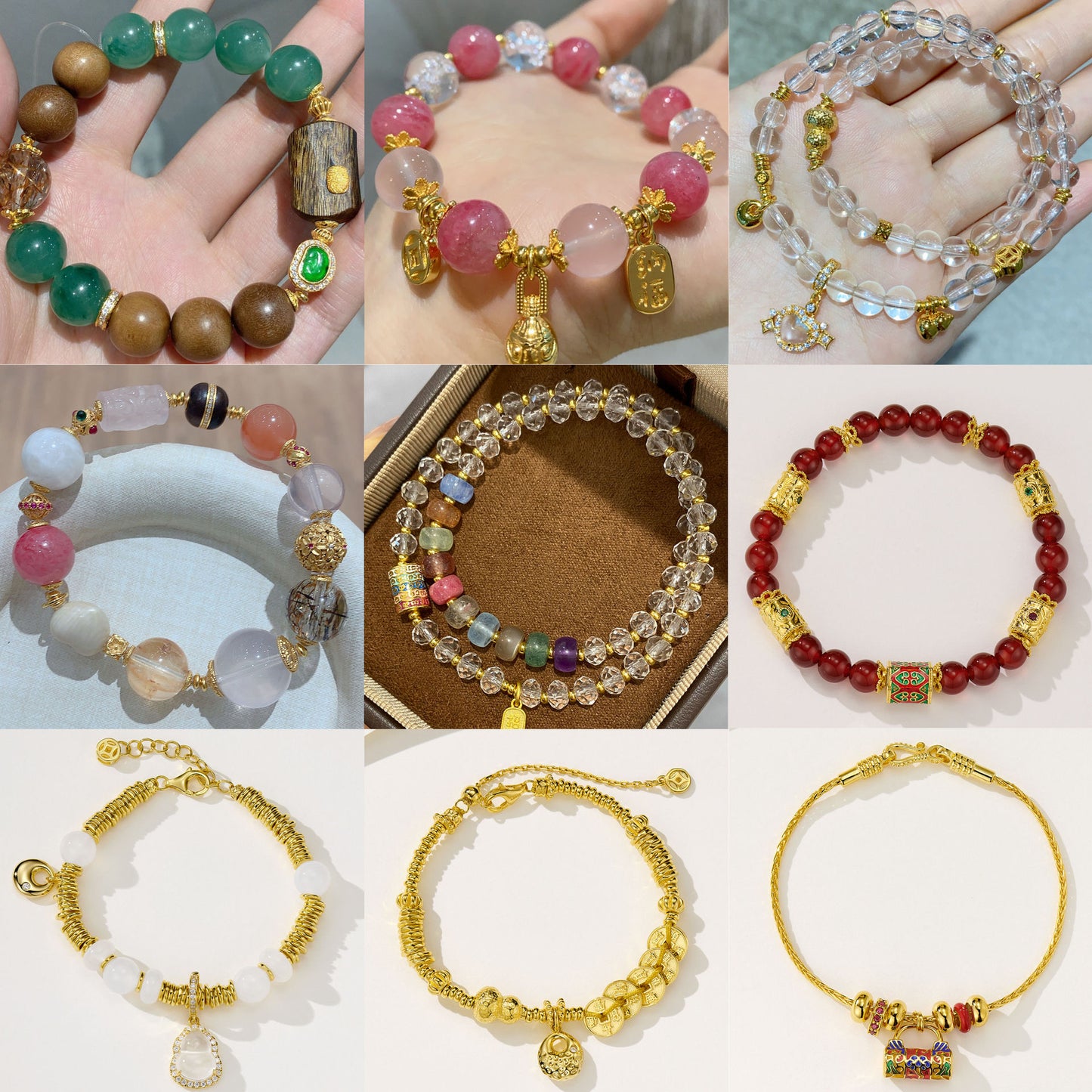 S925 silver gold-plated sandalwood bead string jewelry