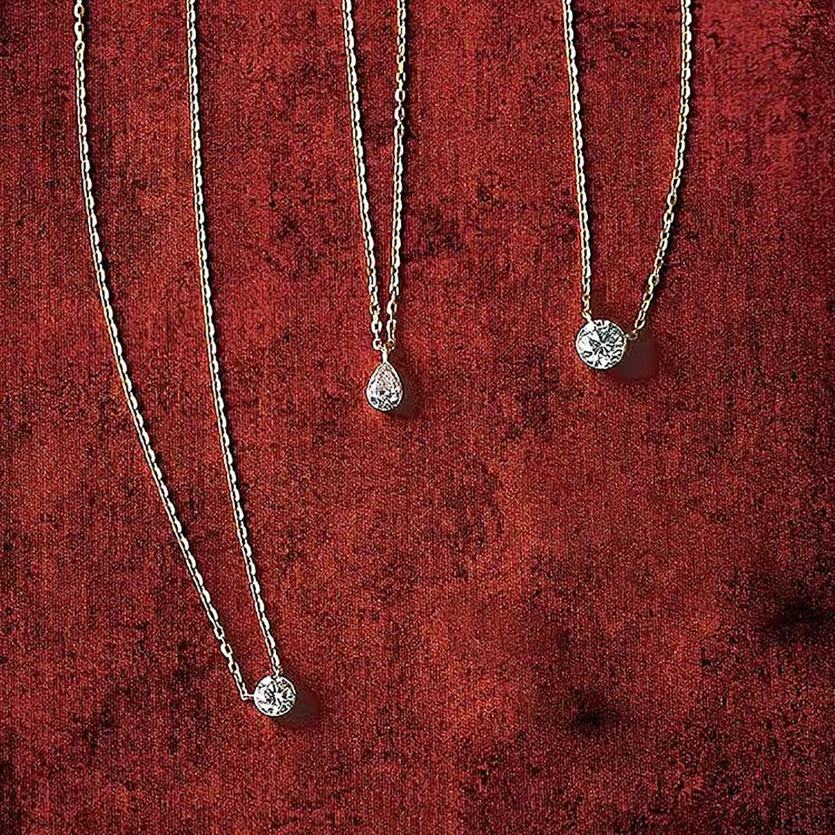 Agete simple round claw free diamond necklace 925 sterling silver gold-plated 10/20/30 layered collarbone chain