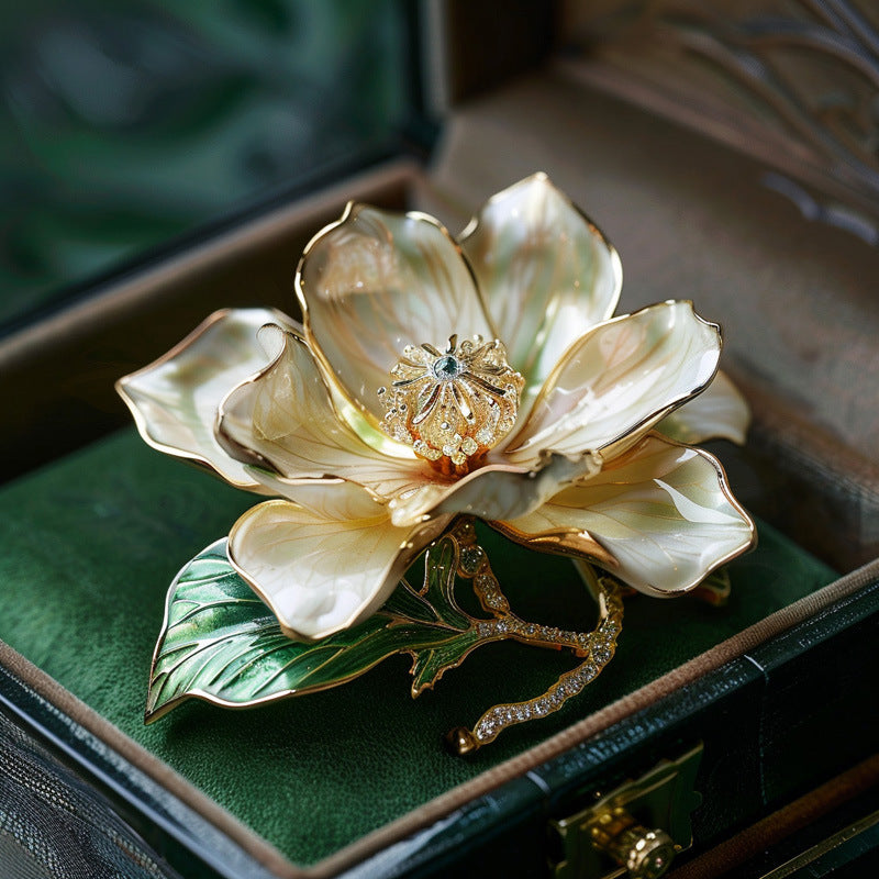 Jade orchid brooch cultural and creative gift chest flower