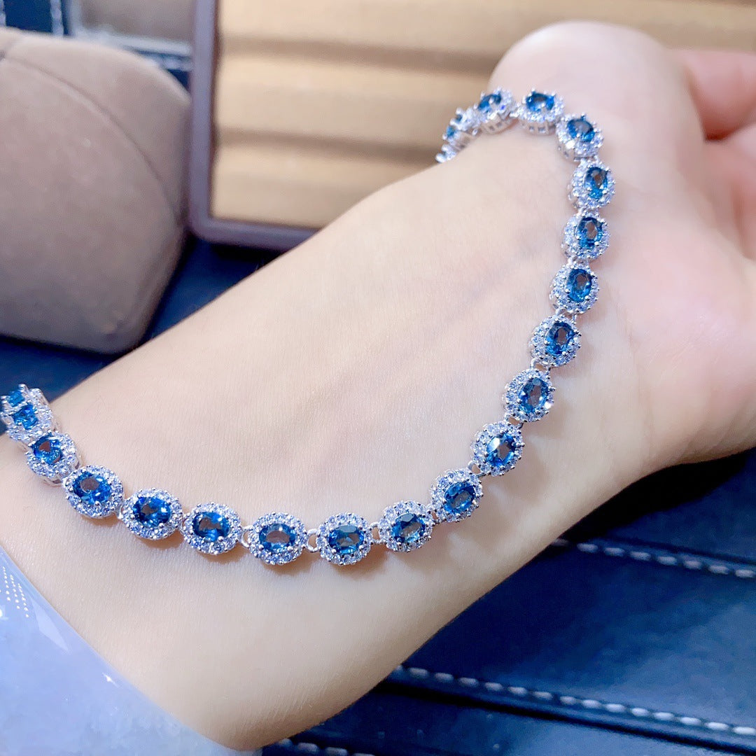 Natural Topaz Bracelet 3 * 4mm, 925 Silver, Amazon Top selling Instagram Style