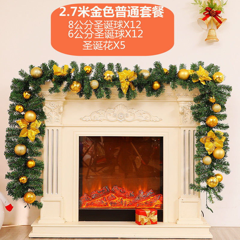 Christmas Vine 2.7-meter encrypted luminous flower wreath Vine Door Vine Column Christmas Tree Ceiling Outdoor Green Decoration