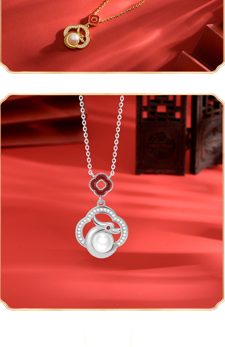 Pearl necklace S925 silver symbolism: Good luck, auspicious dragon, collarbone chain, hot selling accessory
