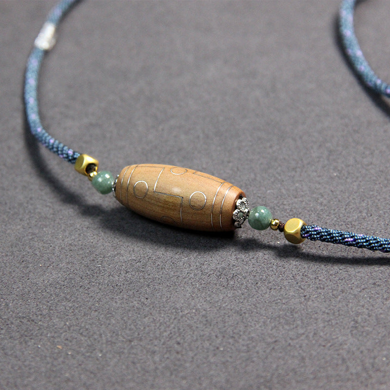 Bracelet Laoshan sandalwood inlaid with silver nine-eye jujube-shaped bracelet inlaid with national style peace bracelet