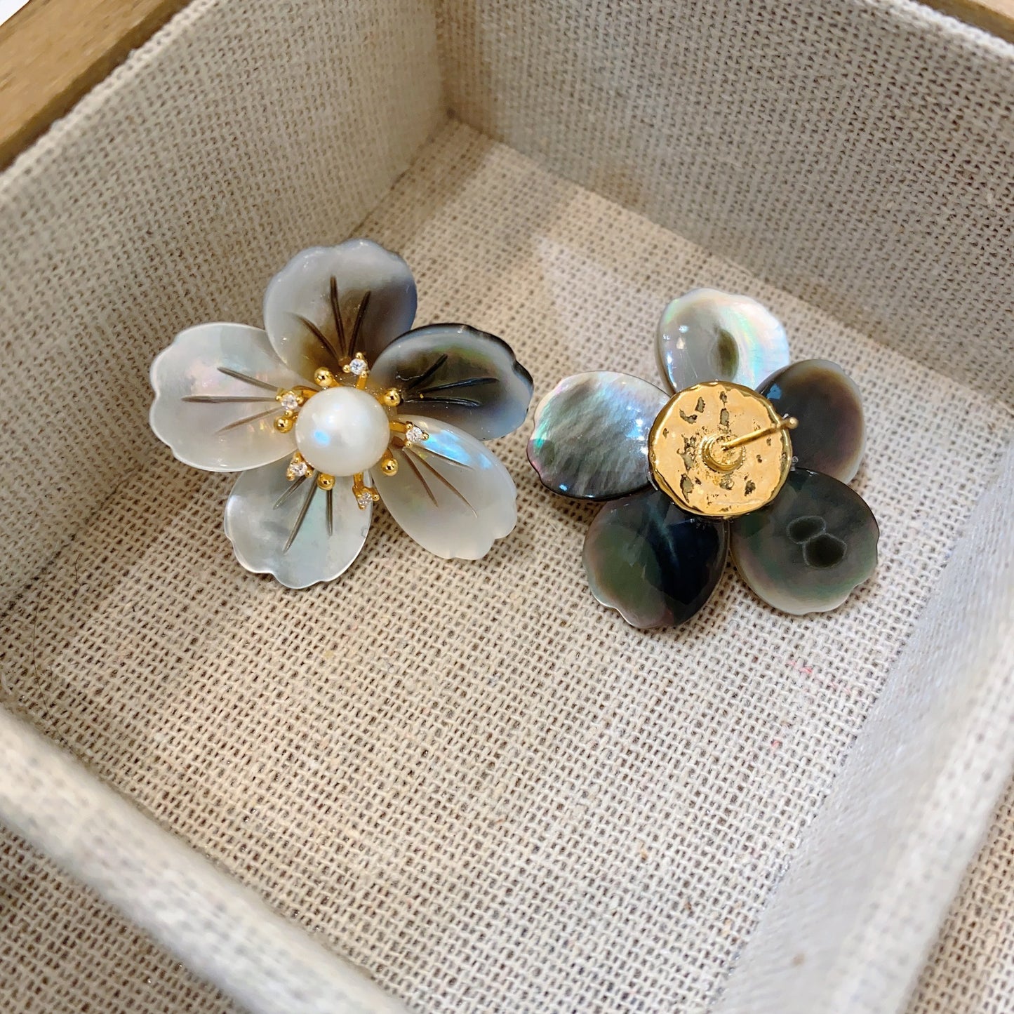 earrings Vintage Natural Baroque Flower Freshwater Pearl Stud Earrings